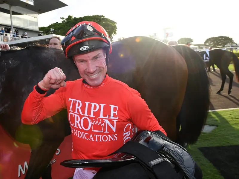 Jockey Jim Byrne celebrates