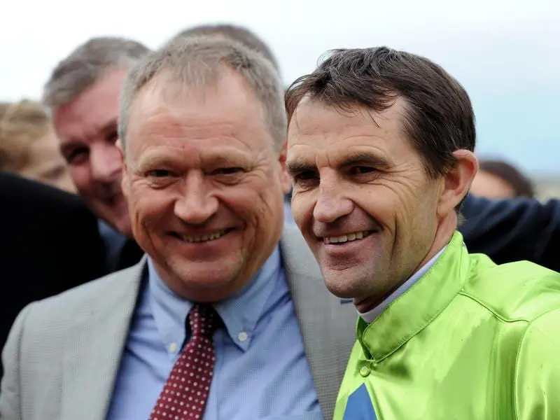 Jockey Dwayne Dunn (R) with trainer Tony McEvoy