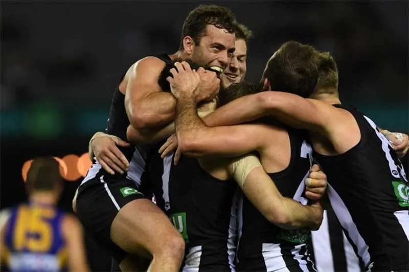 Magpies celebrate comeback win over West Coast Eagles