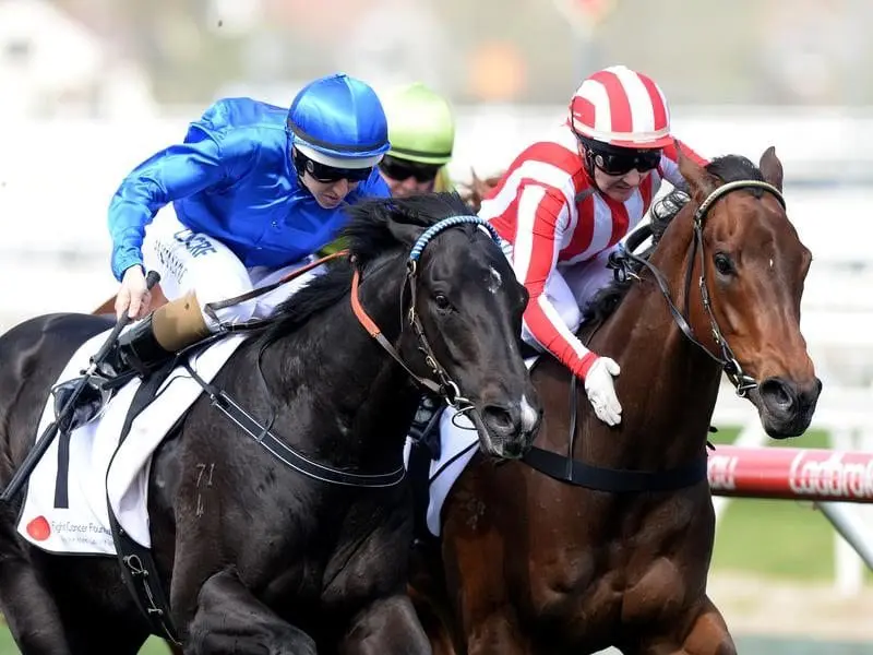 Jockey Damian Lane on Bandipur (L)