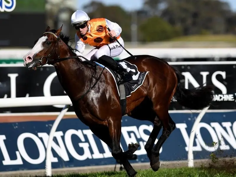 Jockey Joshua Parr, riding Menari, wins The Run To The Rose