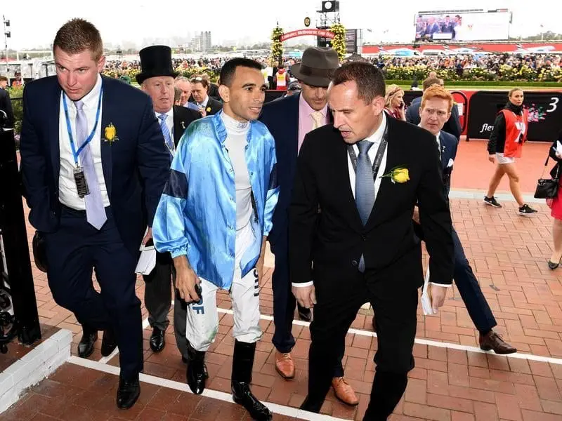 Joao Moreira escaped serious injury in a fall at Flemington.