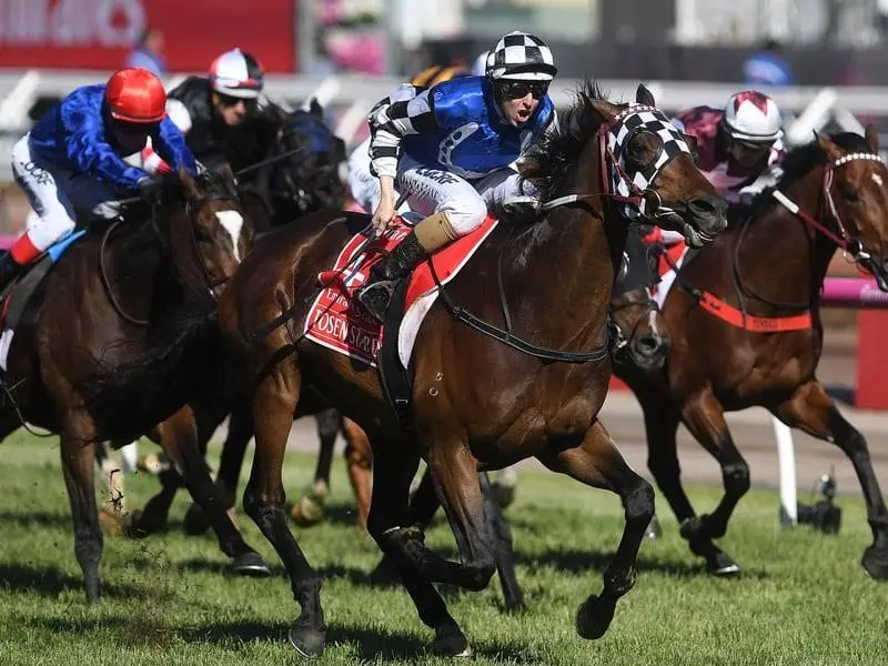 Tosen Stardom wins the Emirates Stakes.