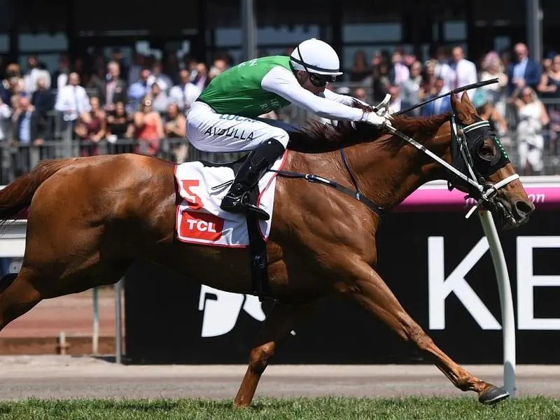 Brenton Avdulla rides Hellova Street in the TCL TV Stakes