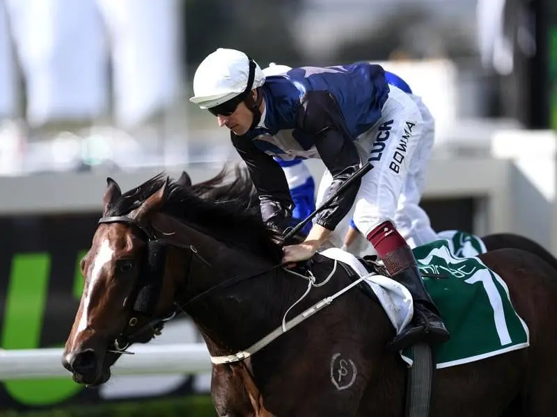 Hugh Bowman rides Salsonic to win the Queensland Guineas