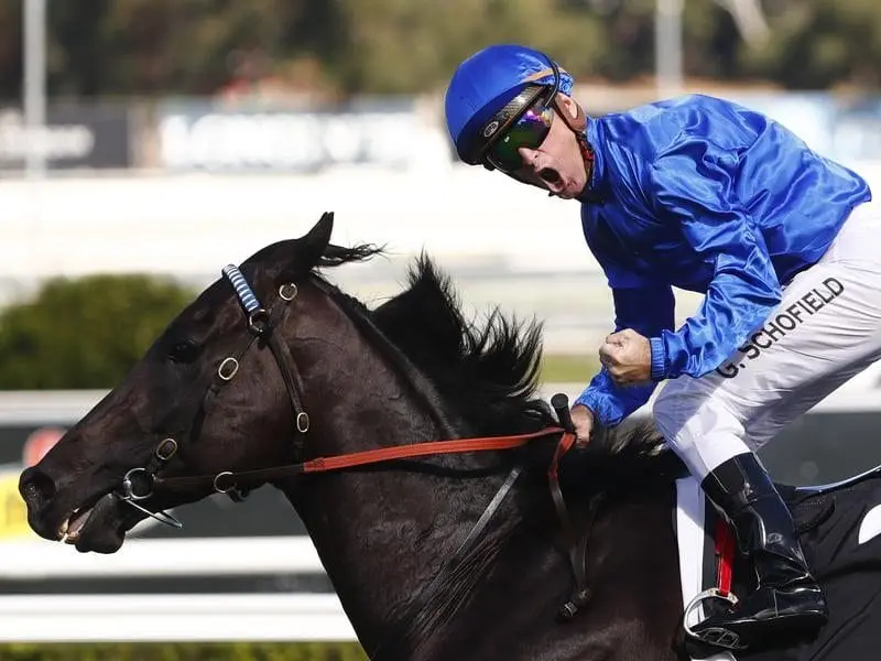 Kementari has won the $1 million Randwick Guineas, the first leg of Sydney's autumn triple-crown. Glyn Schofield ridies Kementari to win the Randwick Guineas