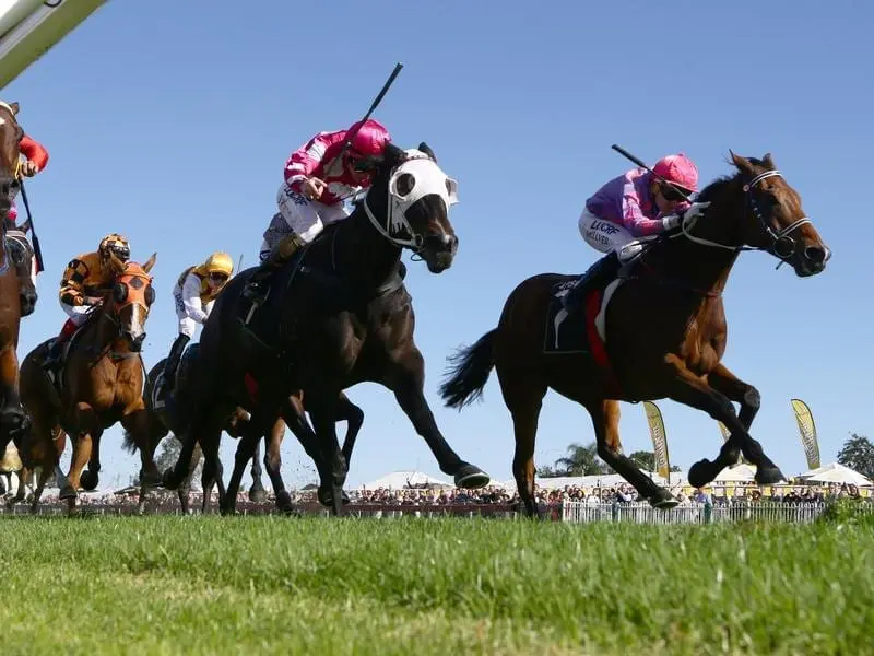 Micheal Hellyer rides I Feel Good to win race 4 at Ipswich