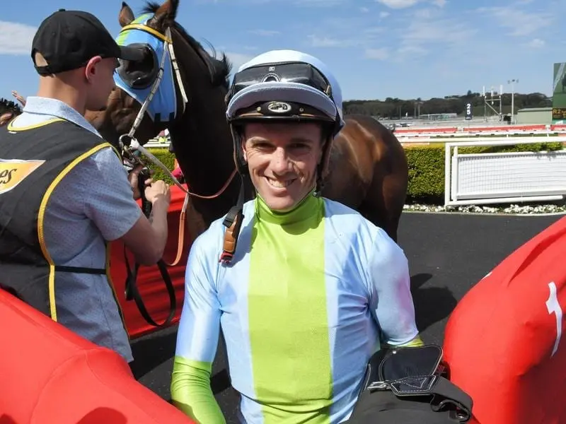 Jockey Jay Ford has ridden Caulfield Guineas hopeful Ragged Rascal to win the Heritage Stakes. Jay Ford.