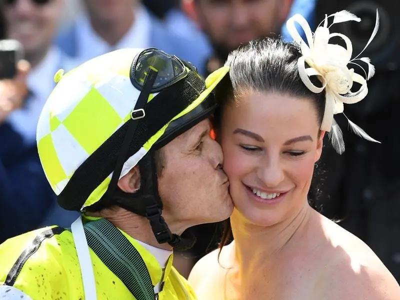 Jockey Brian Park and his partner, trainer Sarah Zschoke, have celebrated a Group Two win. Brian Park and Sarah Zschoke.