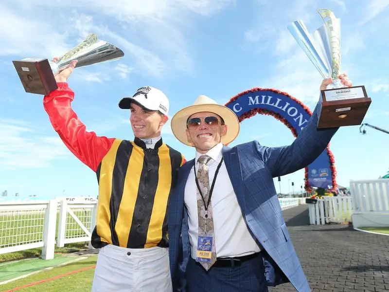 Jockey Tim Clark and trainer Chris Munce.