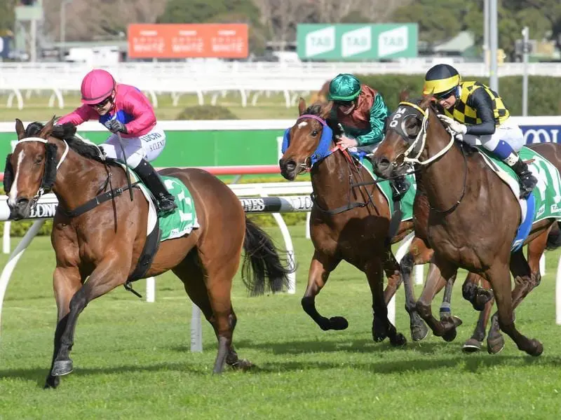 Jockey Jenny Duggan rides Gumshoe to victory at Randwick.