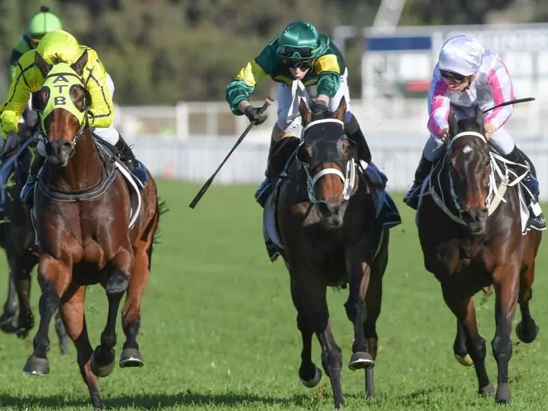 Jockey Sam Clipperton rides Destiny's Kiss to victory