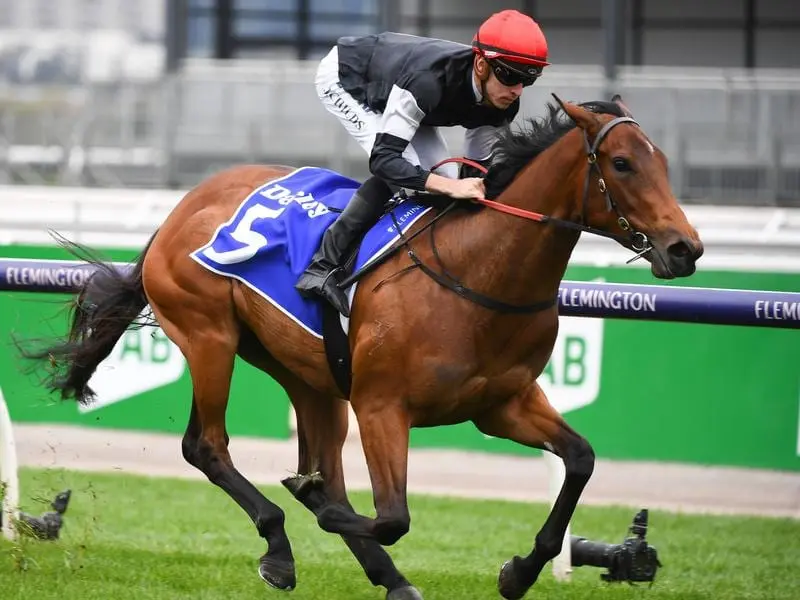 Mildred wins the Maribyrnong Trial Stakes.