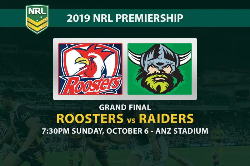 Roosters vs Raiders NRL Grand Final odds