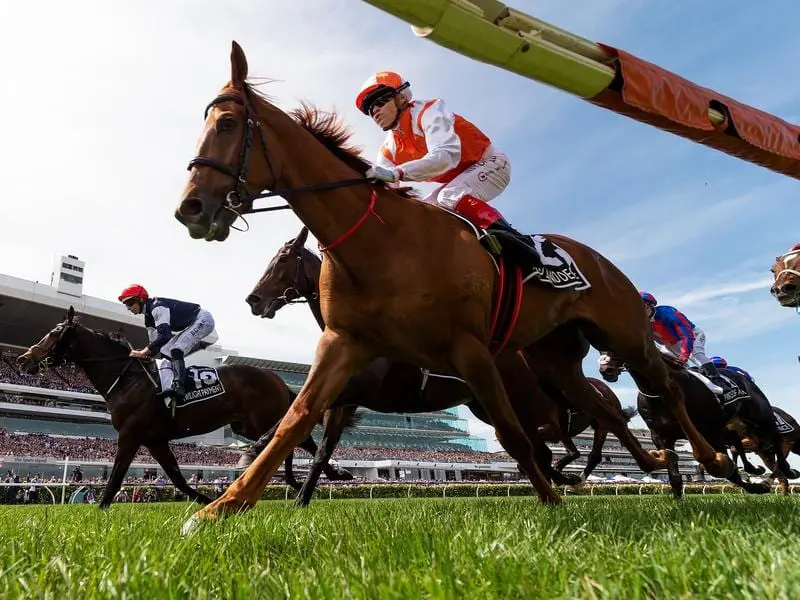 Jockey Craig Williams rides Vow and Declare to win the Melbourne Cup.