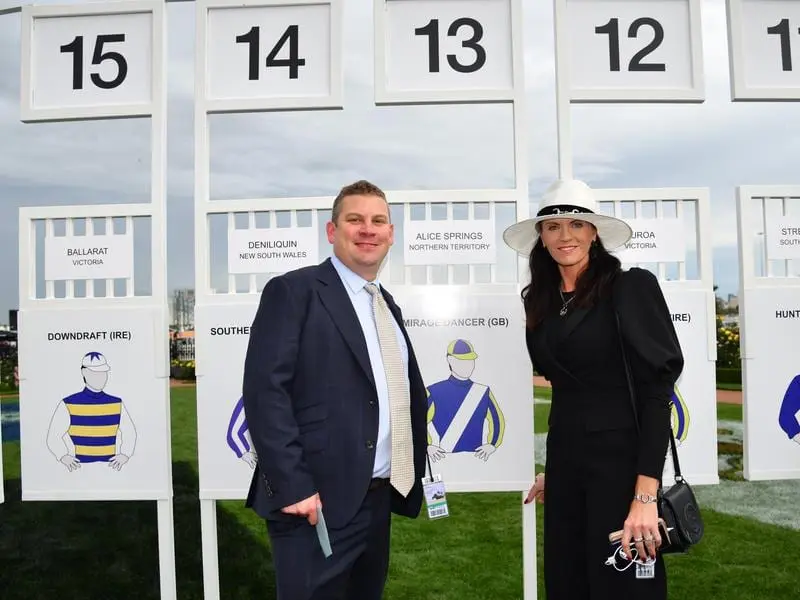 Trainers Trent Busuttin and Natalie Young will have import Mirage Dancer in the Melbourne Cup. Trent Busuttin and Natalie Young.