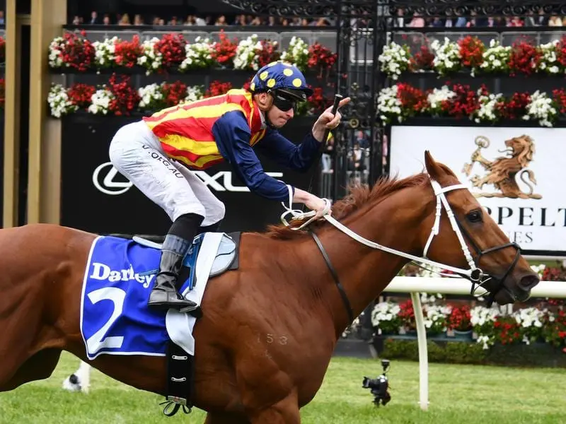 Nature Strip wins the Darley Sprint Classic.