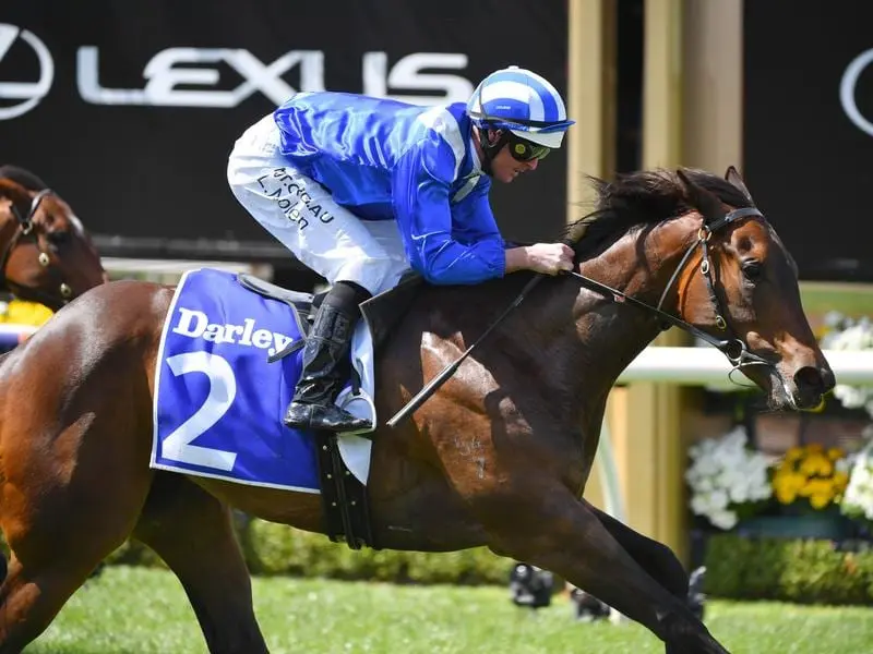 Aryaaf wins the Ottawa Stakes at Flemington.