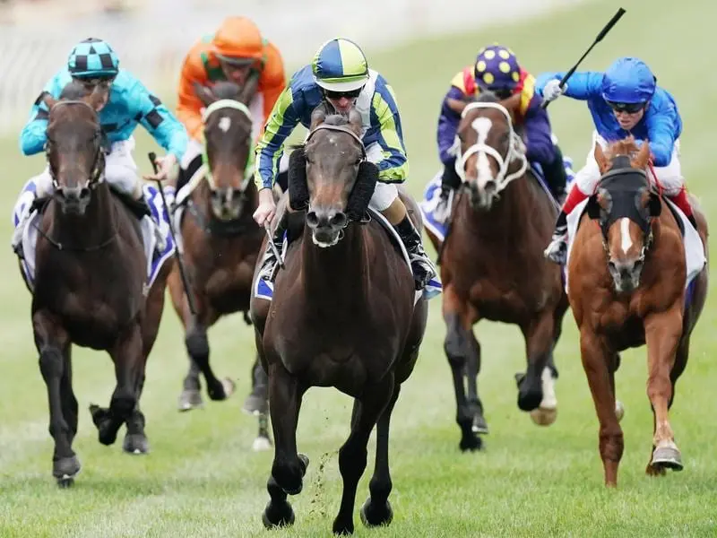 Hard Landing has beaten his stablemate Baaqyah to win the Group Three Maribyrnong Plate. Hard Landing wins the Maribyrnong Plate.