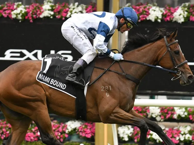 Miami Bound, a stablemate to Melbourne Cup winner Vow And Declare, has taken out the VRC Oaks. Miami Bound wins the VRC Oaks.