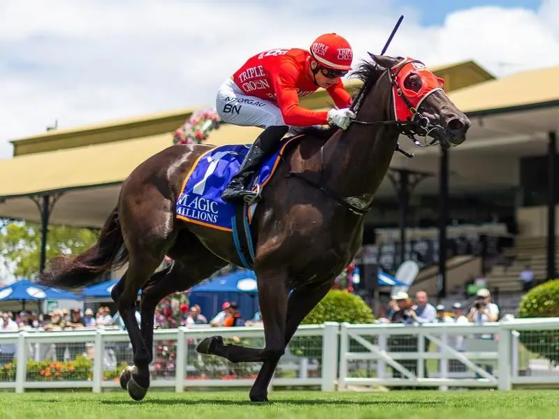 Jockey Baylee Nothdurft rides Deladies Boy to victory