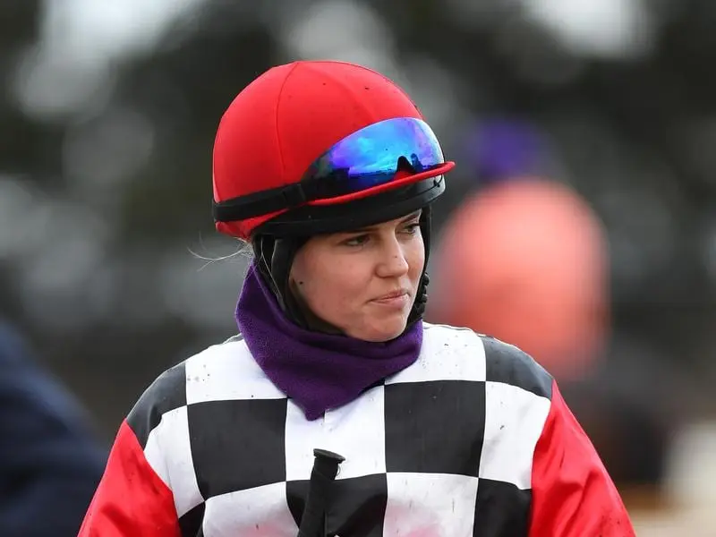 Jockey Raquel Clark will be sidelined indefinitely with a brain injury suffered in a fall. raquel clark