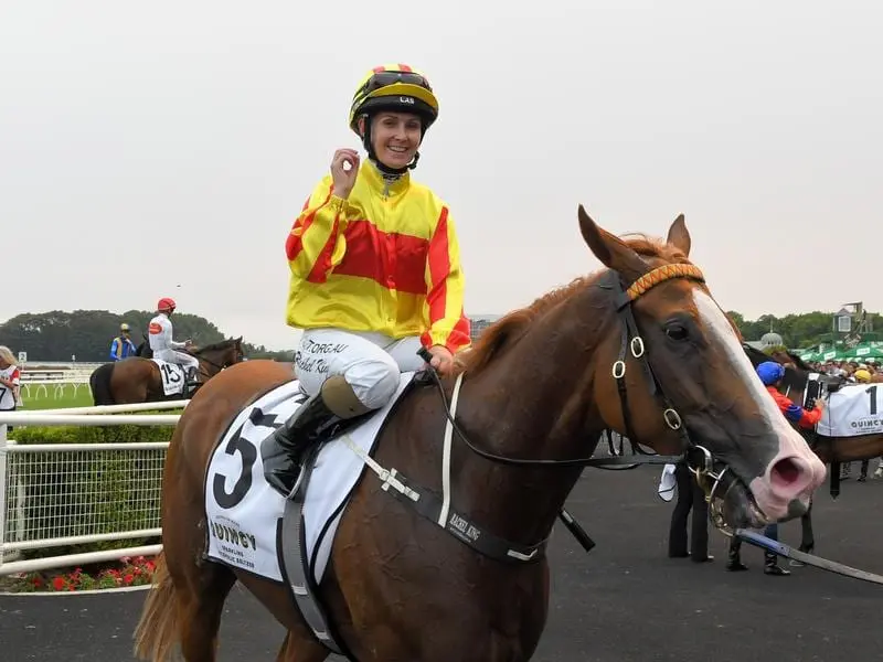 Quackerjack with jockey Rachel King.