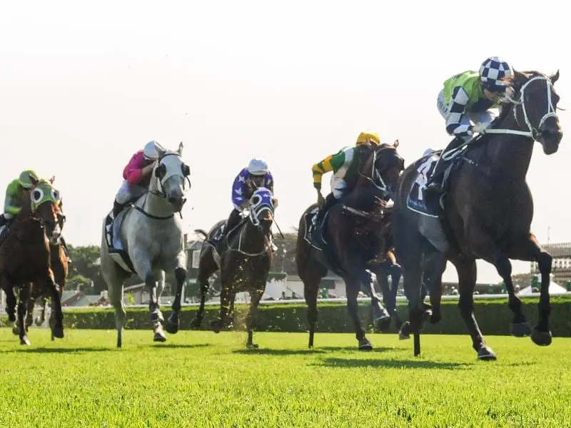 Jockey Kathy O'Hara rides Madame Rouge to victory