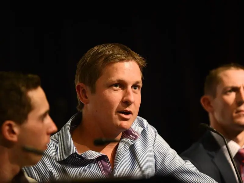 Trainer Stephen Marsh (c) will bring NZ Derby third Scorpz to Sydney for the Australian version. stephen marsh