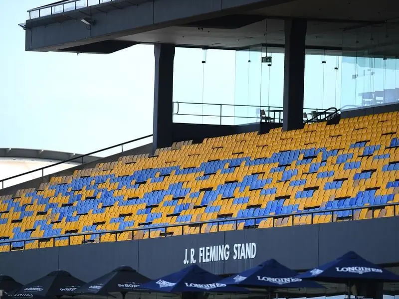 Empty grandstands on Golden Slipper day at Rosehill.