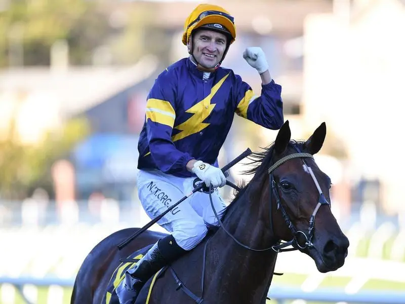 Tofane after winning the All Aged Stakes.