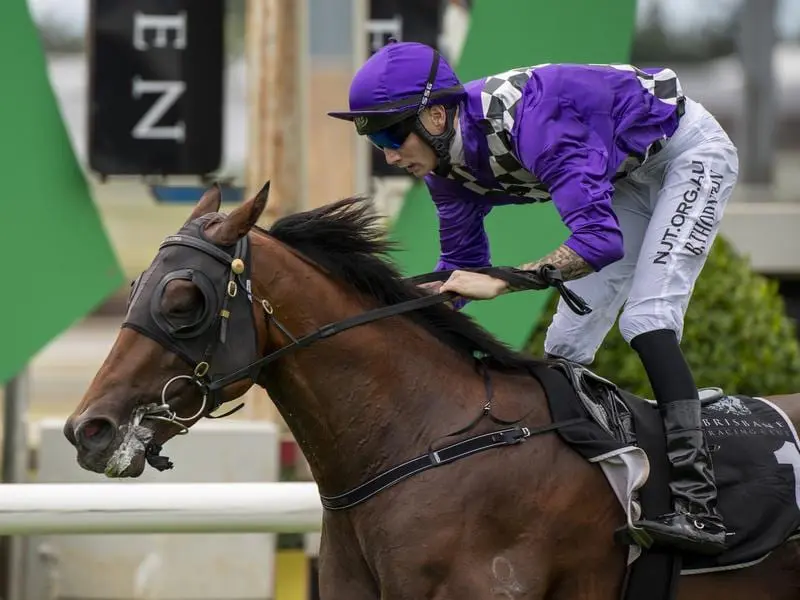 Boris Thornton rides Tumbler Ridge to victory in race 3 at Doomben