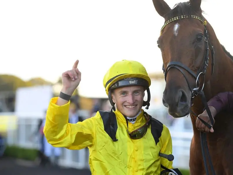 Tom Mrquand after winning the Queen Elizabeth Stakes on Addeybb.