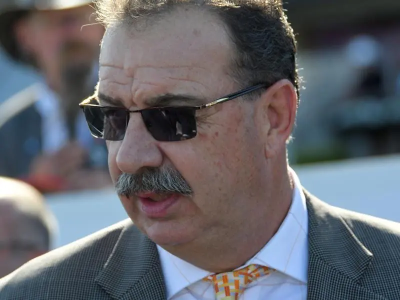 Trainer John Sargent in the mounting yard at Royal Randwick Racecourse