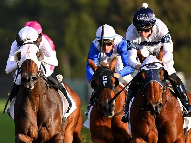Irithea (right) has added to her value as a broodmare in winning the Dark Jewel Classic. Irithea (right) wins the Dark Jewel Classic.