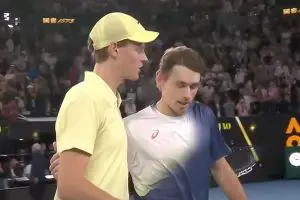 Jannik Sinner and Alex de Minaur after their Australian Open 2025 quarter-final