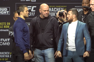 Umar Nurmagomedov v Merab Dvalishvili faceoff Umar Nurmagomedov v Merab Dvalishvili faceoff