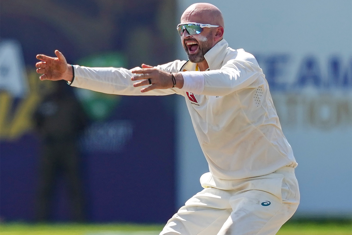 Australian spinner Nathan Lyon appeals for a wicket in a Test match against Sri Lanka in Galle - February 6, 2025