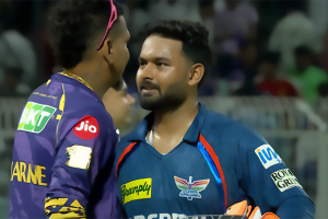 Rishabh Pant shakes hands with Sunil Narine after LSG's IPL win over KKR - April 8, 2025