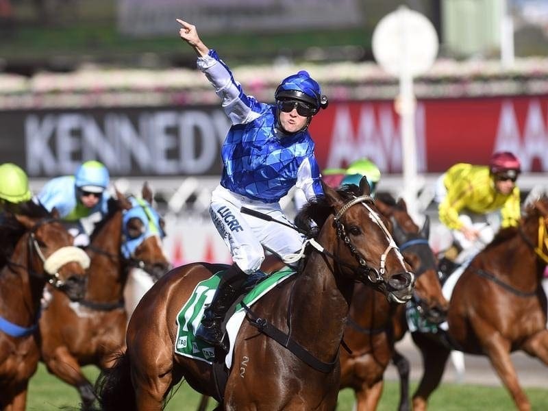 Patrick Moloney will be back aboard Rich Charm in the Rubiton Stakes at Caulfield. charm