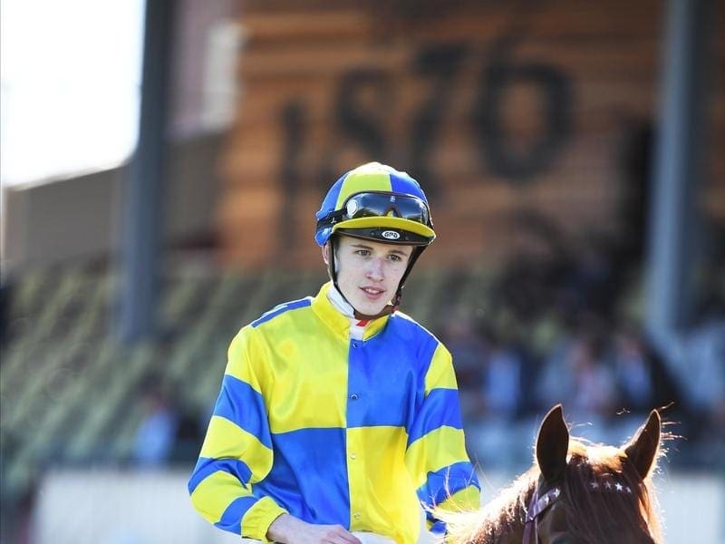 Ben Allen has ridden Native Soldier to victory in the Caulfield Guineas Prelude. ben allen