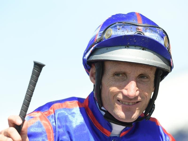 Jockey Damien Oliver takes over on Jenstar in the time-honoured VRC St Leger at Flemington. Damien Oliver.