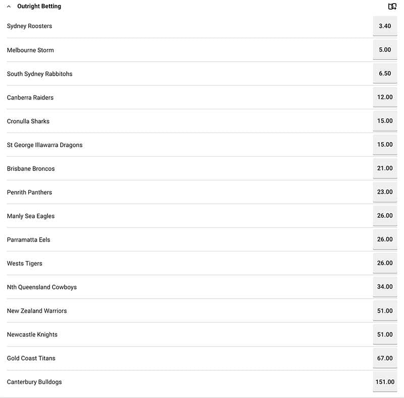 NRL premiership betting odds round 7 2019