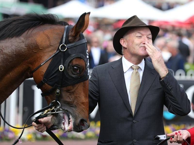 Owner/trainer David Hayes hopes to find Caulfield Cup winner Boom Time a home at stud. boom time