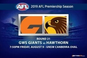 Giants vs Hawks AFL Round 21 betting tips