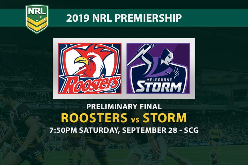 Roosters vs Storm prelim final odds