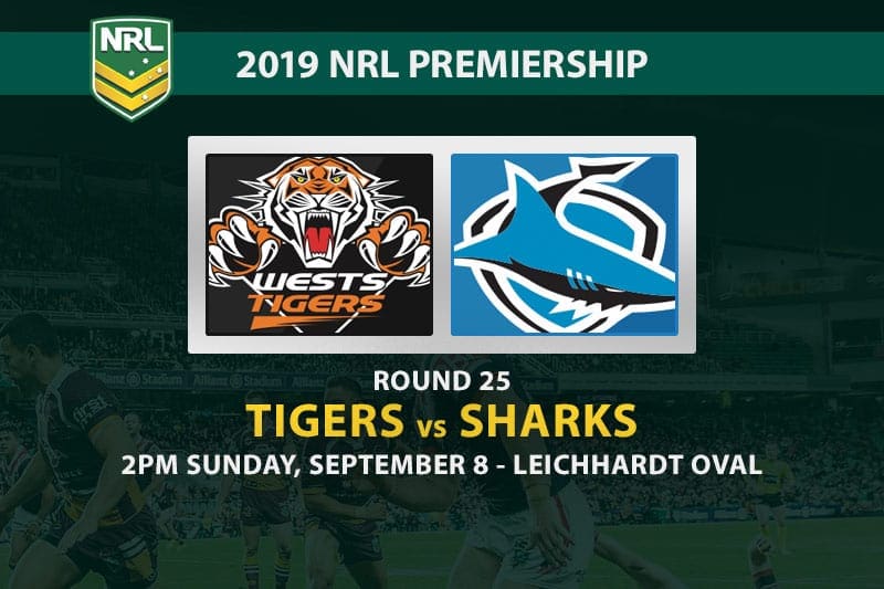 Tigers vs Sharks NRL Round 25 betting tips