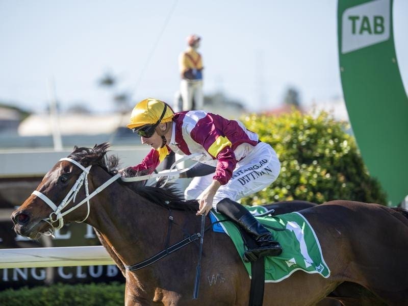 Another Dollar wins the Premiers Cup at Doomben.