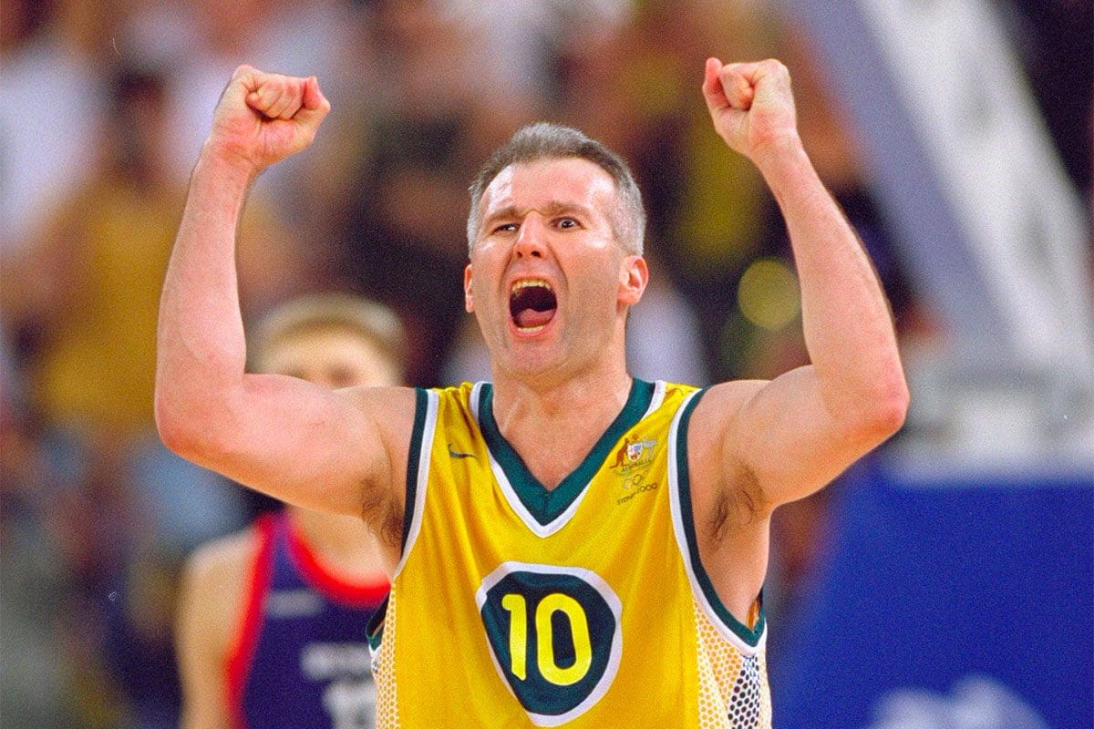 Andrew Gaze playing for Australia