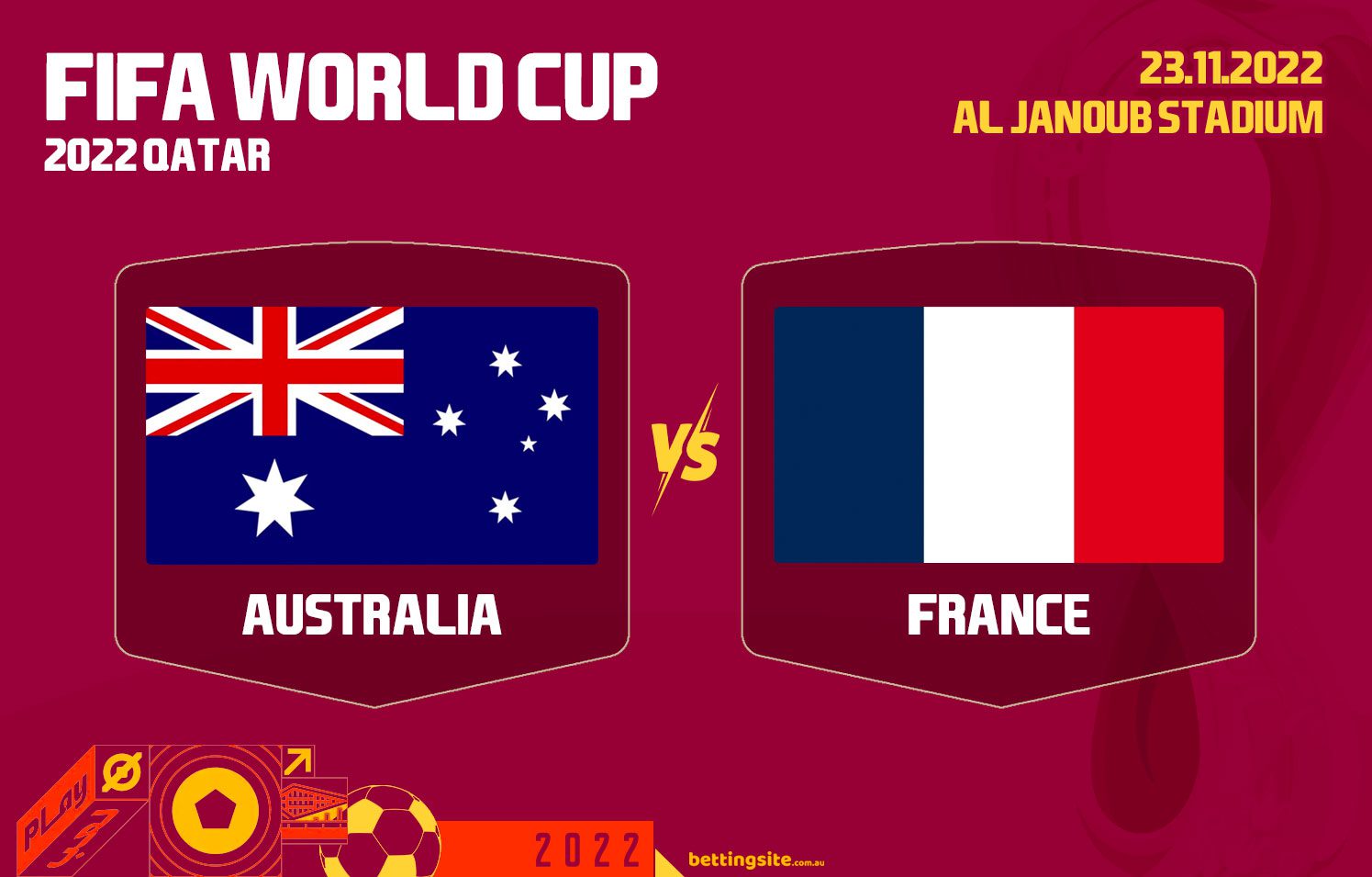 Socceroos v Prancis - Piala Dunia FIFA 2022